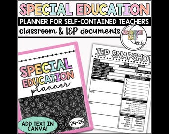 Special Education Planner, Self-Contained Teacher Binder, IEP Meeting Planner, Caseload Management, SPED Binder, Self-Contained Teacher