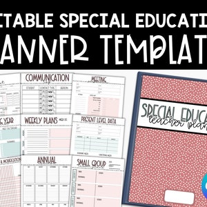 Self Contained Special Education Planner, Editable Boho Teacher Planner, IEP Goal Tracking, Caseload Binder, Editable Canva Templates, SPED