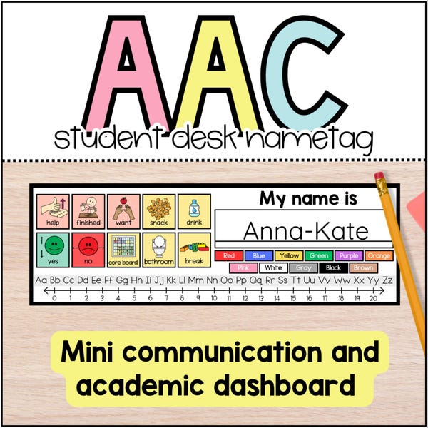 AAC Student Helper Desk Nameplate, Communication Board, Autism Classroom, Special Education Resources, Student Dashboard, Non-Verbal