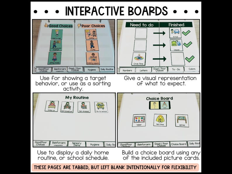 Visual Communication Book for Non-Verbal, Choice Board Binder, Visual Flip-Book, Autism Classroom, Interactive Communication Boards image 5