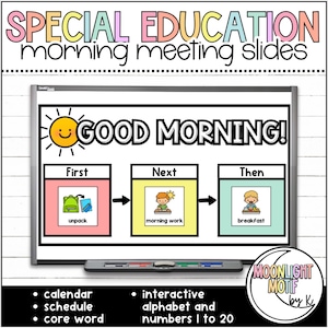 Special Education Morning Meeting Slides, Digital Visual Schedule, Core ...