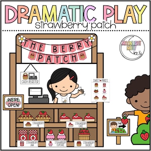 Strawberry Market Dramatic Play Stand, Strawberry Patch Pretend Play, Prek Centers, Preschool Role Playing Activities