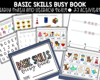 Basic Skills Busy Binder, Printable Kindergarten Busy Book, Basic Skills Activities, PreK Activities, Independent Practice