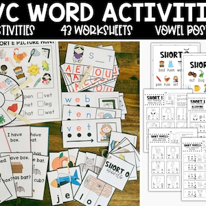 CVC Word Activities, Short Vowel Centers, Phonics Games for Early Literacy, CVC Worksheets, Kindergarten Small Groups