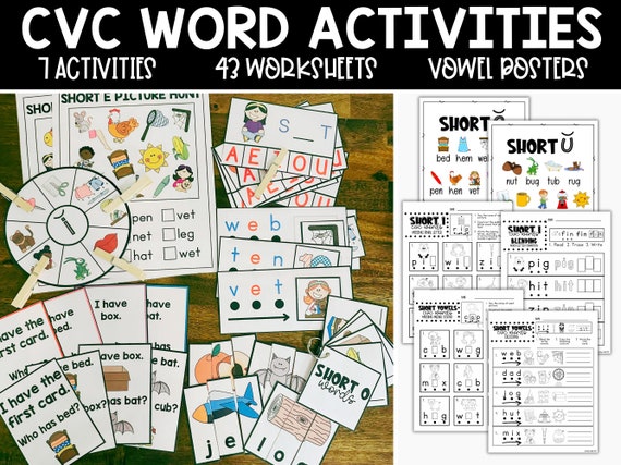CVC Word Activities, Short Vowel Centers, Phonics Games for Early Literacy, CVC Worksheets, Kindergarten Small Groups