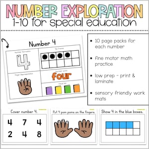Number Recognition Work Mats, Hands On Math Activities, Numbers 1–10, Special Education, Number Sense Interactive Books