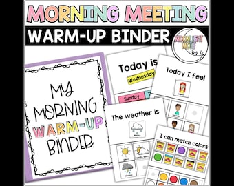Morning Warm-Up Binder, Morning Meeting Binder, Special Education Adapted Binder, Morning Work Binder for Special Edu.