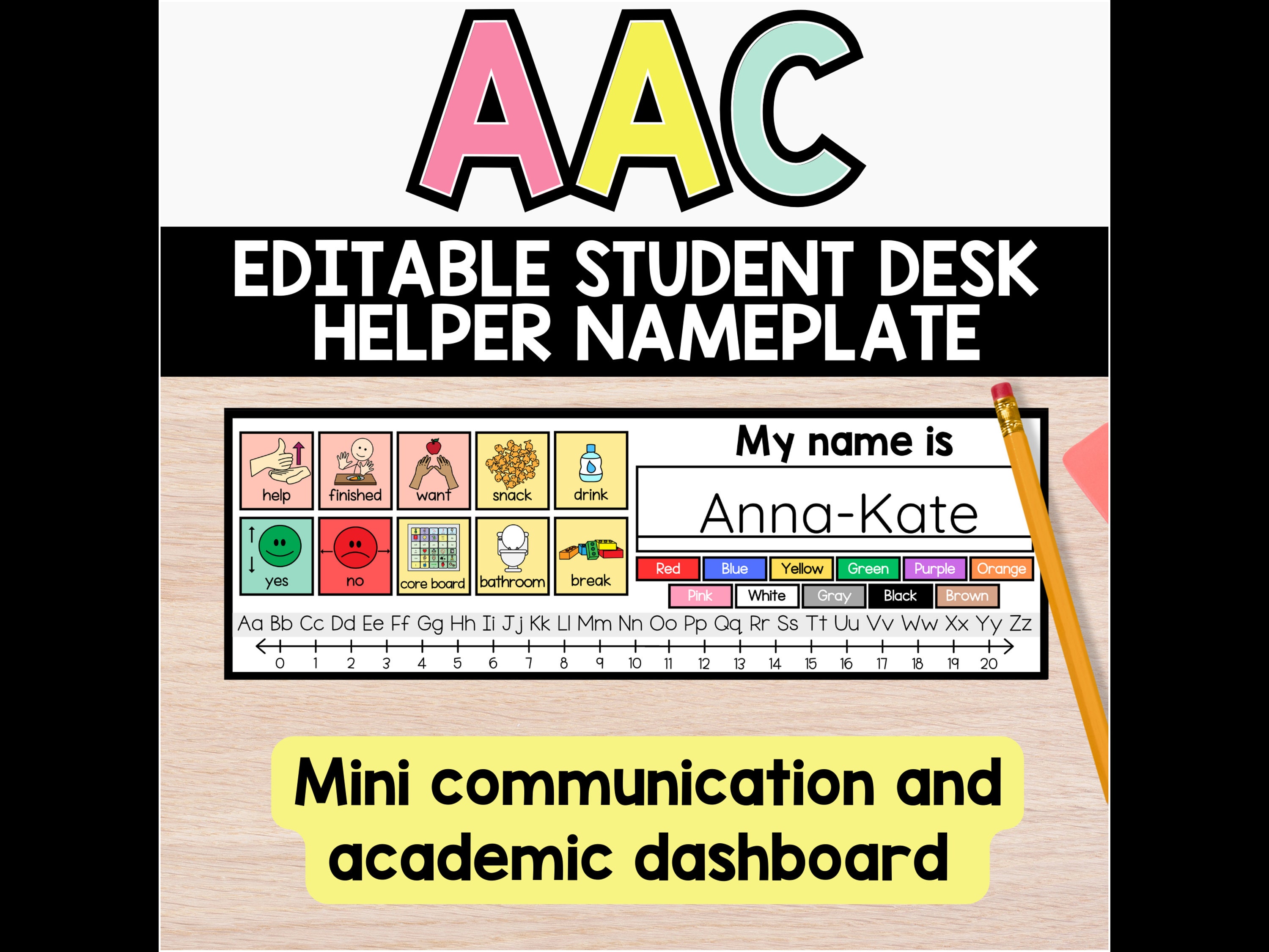 AAC Student Helper Desk Nameplate, Communication Board, Autism Classroom, Special Education Resources, Student Dashboard, Non-Verbal