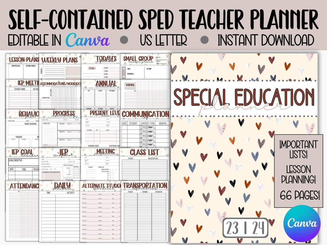 Self Contained Special Education Planner Editable Boho Etsy