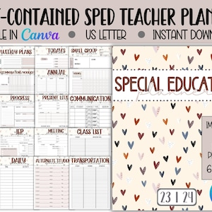 Self Contained Special Education Planner, Editable Boho Teacher Planner, IEP Goal Tracking, Caseload Binder, Editable Canva Templates, SPED
