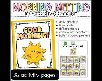 Morning Warm-Up Binder, Morning Meeting Binder, Special Education Adapted Binder, Interactive Morning Work, Special Education Classroom