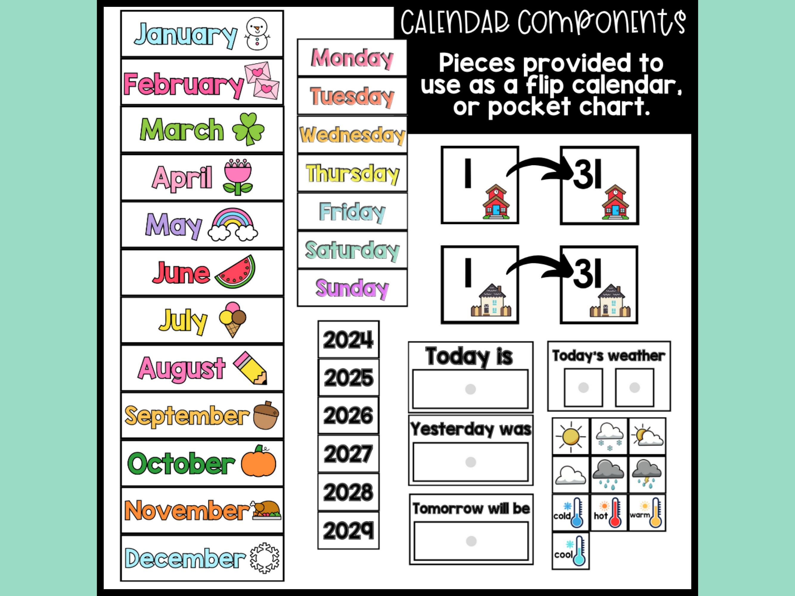 Morning Meeting Flip Calendar, Interactive Student Adapted