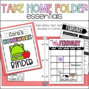 Editable Take Home Folder Canva Templates, Student Homework Folder, Classroom Newsletters, Parent Communication