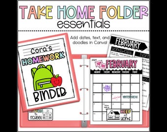 Editable Take Home Folder Canva Templates, Student Homework Folder, Classroom Newsletters, Parent Communication
