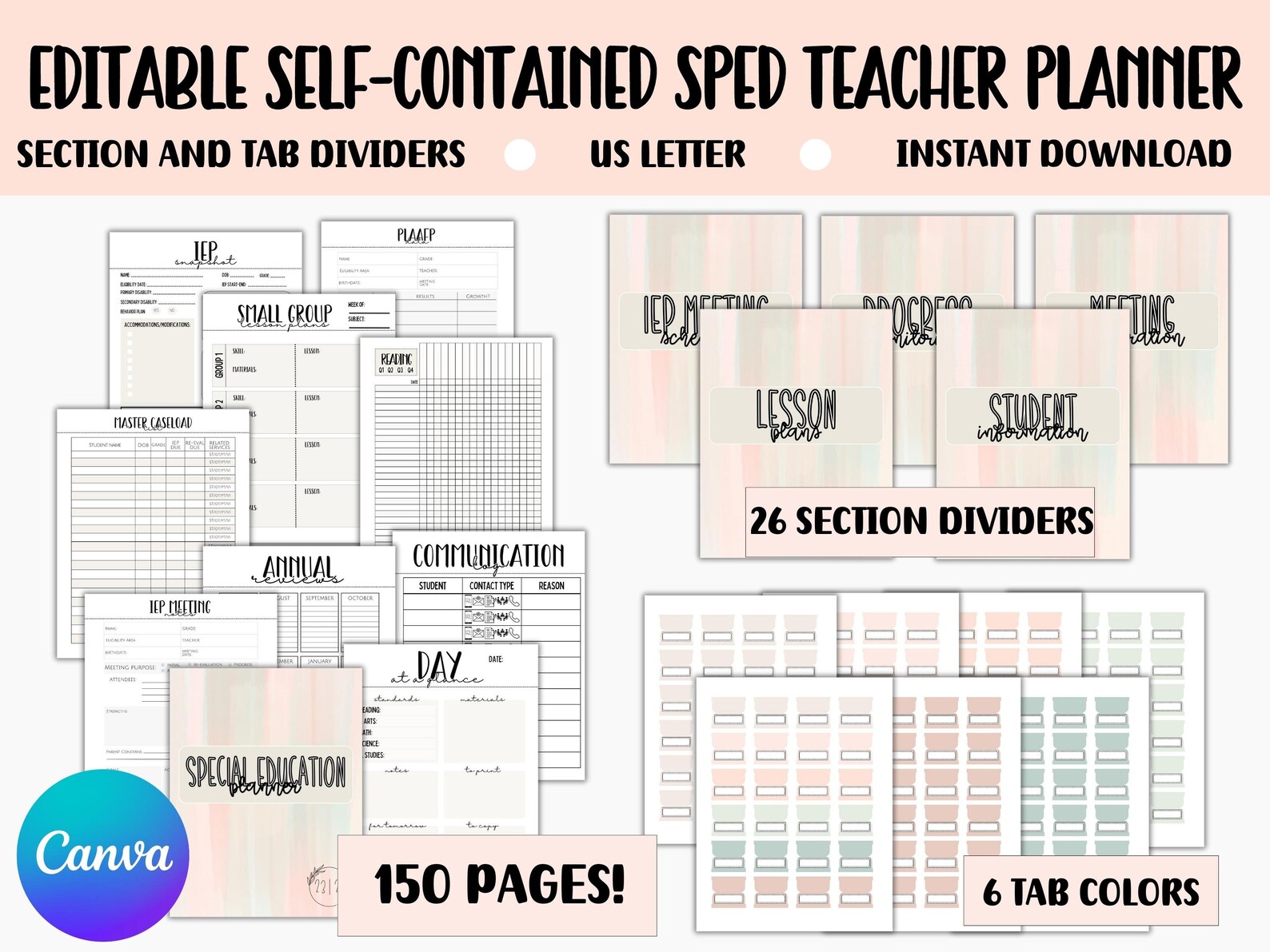 Editable Self Contained Special Education Planner Printable - Etsy