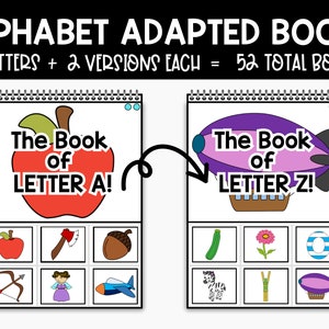 Libros adaptados al alfabeto, Libros adaptados para educación especial, Actividades fonéticas, Imprimibles para educación en el hogar, Juegos para niños pequeños
