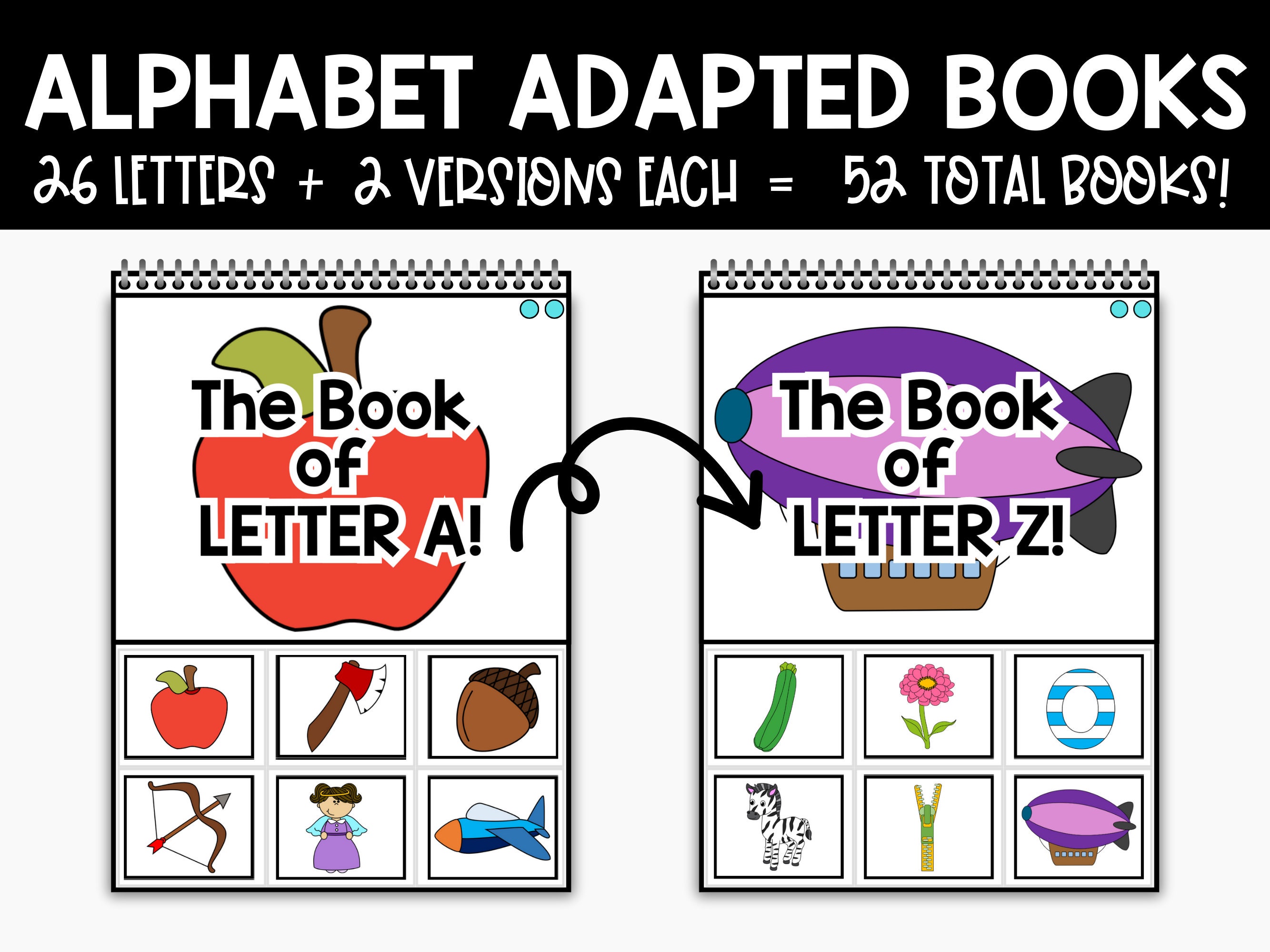 Alphabet Adapted Books, Adapted Books for Special Education, Phonics Activities, Homeschool Printables, Toddler Games