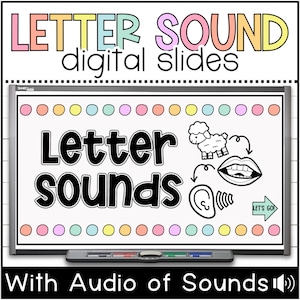 Letter Sound Slides with Spoken Audio, Phonics Activities, Interactive Alphabet Practice, Special Education, Prek and Kindergarten Phonics
