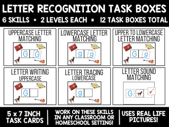 Letter Recognition Special Education Task Boxes, Reading Assessments, Homeschool Phonics Practice
