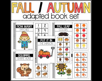 Fall and Autumn Basic Skills Adapted Books Set, Counting to 10, Core Word Practice, Special Education Resources, Interactive Books for Prek