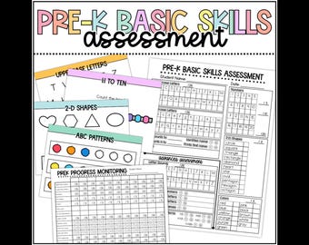 PreK Basic Skills Assessment, Basic Skills Checklist, Special Education Assessment, Number Sense, Alphabet, Handwriting, Progress Monitoring