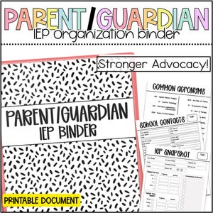 Parent IEP Binder Printable, Special Education Organizer, iep Meeting Notes, Goal Tracker, BIP Snapshot, SPED Parent Toolkit, Advocacy