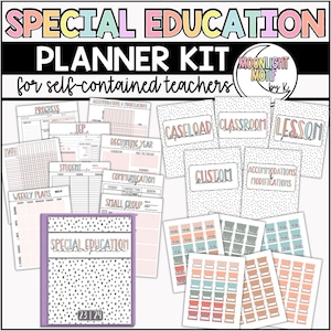Editable Self Contained Special Education Planner, Editable Boho Teacher Planner Bundle, IEP Goal Tracking, Caseload Binder, Canva Templates
