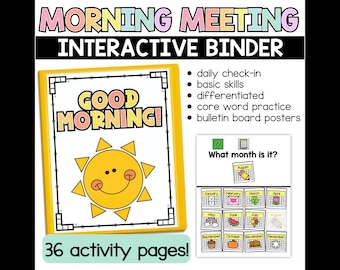 Morning Warm-Up Binder, Morning Meeting Binder, Special Education Adapted Binder, Interactive Morning Work, Special Education Classroom