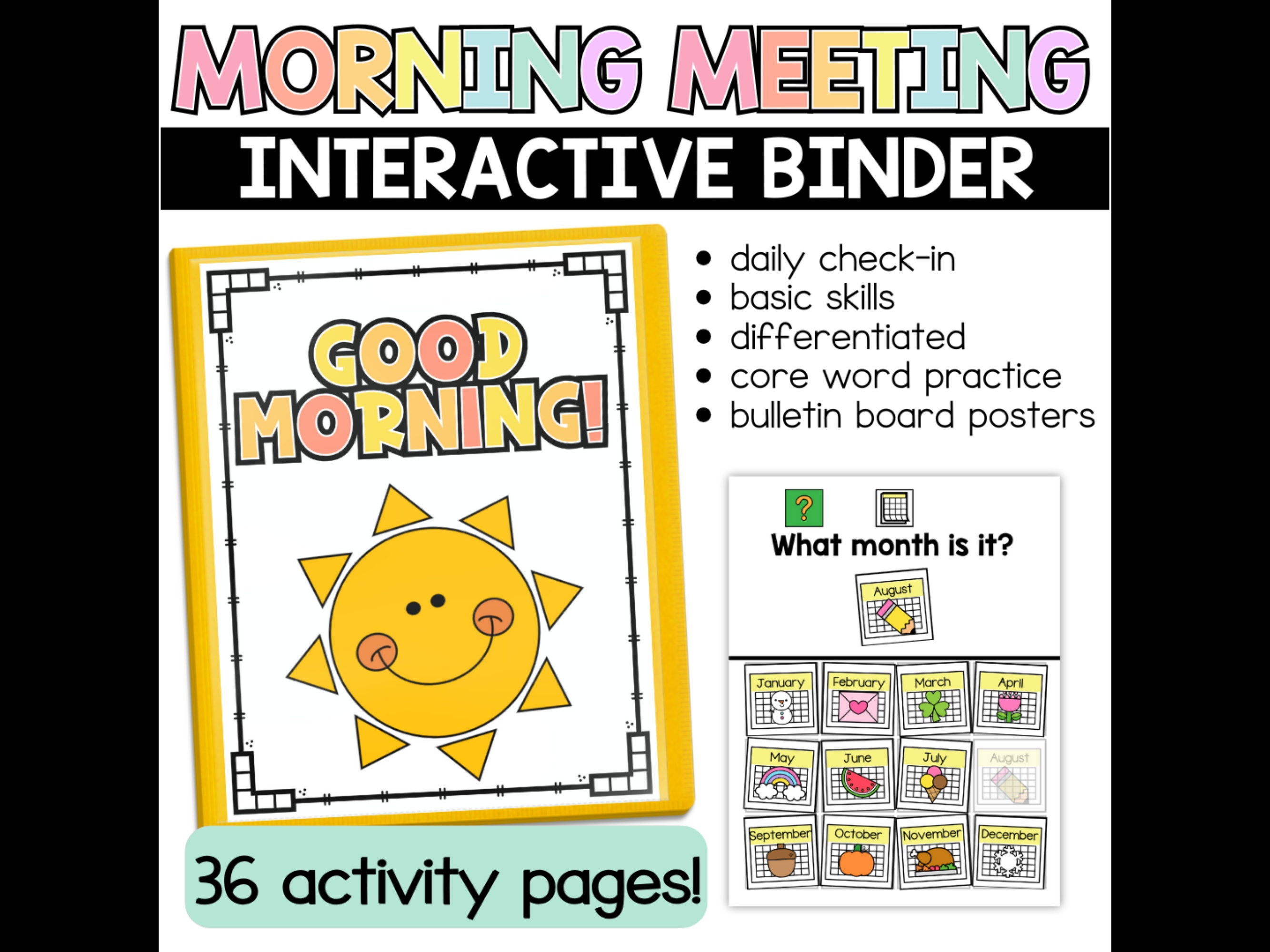 Morning Warm-Up Binder, Morning Meeting Binder, Special Education Adapted Binder, Interactive Morning Work, Special Education Classroom