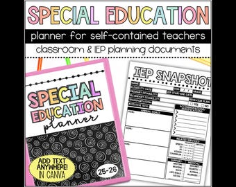 Special Education Planner, Self-Contained Teacher Binder, IEP Meeting Planner, Caseload Management, SPED Binder, Self-Contained Teacher