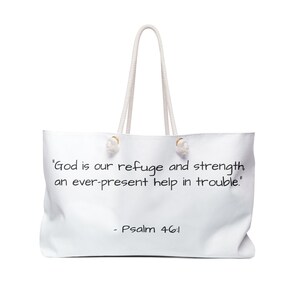 Weekender Bag, Bible Quote Bag, Christian Tote, Religious Travel Bag