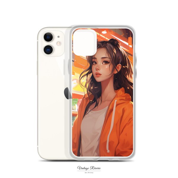 Illustrierte Anime-Style iPhone-Hülle | Moderne Schutz-Cover | Kompatibel mit iPhone SE 2020 & neuere Modelle