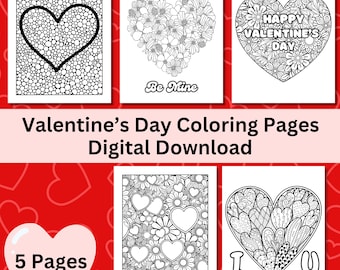Valentine's Day Coloring Pages: Floral Zentangle Designs (PDF Download)