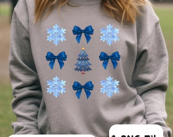 Coquette Christmas PNG: Bows & Snowflakes Design (Digital Download)