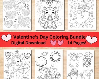 Kids Valentine's Day Coloring Pages: Fun Printable Activity (2 PDF Files)