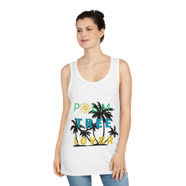 Palm Tree Lover Shirt Beach Vibes Only Themed Summer Vacation Shirt Beach Trip Top Tropical Themed Tank Top Unisex Softstyle Tank Top