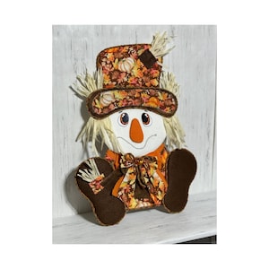Handmade Scarecrow Wreath Attachment: Fall Pumpkin & Leaves Decor