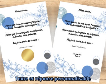 Carte à gratter tu vas être tatie personnalisable ,annonce de grossesse , de mariage, demande de témoin, une manière originale pour annoncer