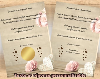 Carte à gratter personnalisée annonce de grossesse bébé ,tu vas être mamie papi marraine parrain tatie tonton, demande de témoin, mariage