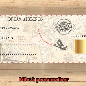 Carte d'embarquement personnalisée, carte à gratter ,billet d'avion, voyage surprise, cadeau original, anniversaire, carte cadeau image 1