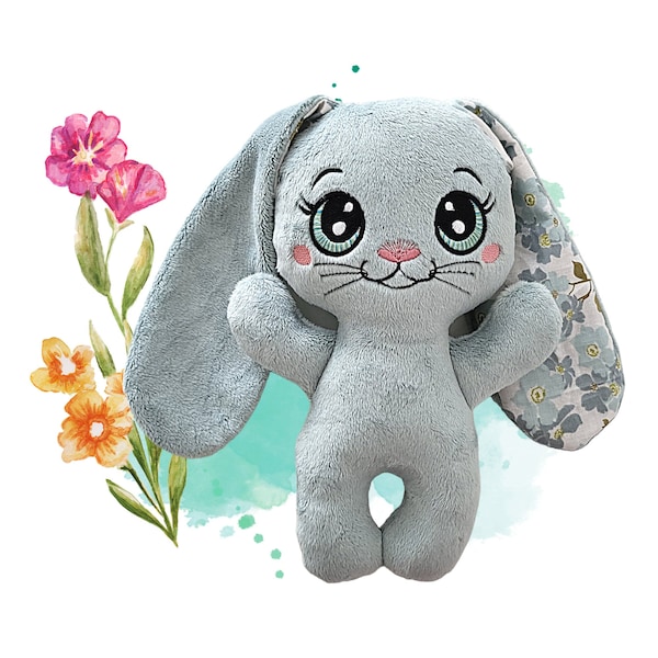 ITH Bunny Toy Stuffie Softie Patroon Machine Borduurbestanden, 2 in 1, In het hoepelkonijntje met pdf-tutorial