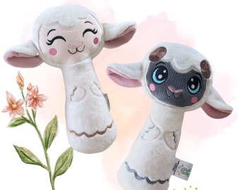 ITH Lamb and Aries rattle sensor Toy  Stuffie Softie Pattern 2 in 1, Machine Embroidery Files, lamb and aries to sew with pdf tutorial