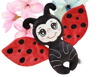 ITH Ladybug Stuffie Softie Pattern, cute plushie sewing pattern up to 5 SIZES, Machine Embroidery Files In the hoop, with pdf tutorial