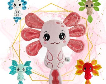 ITH Axolotl Toy  Stuffie Softie Pattern 5 in 1, Machine Embroidery Files, axolotl to sew with pdf tutorial, up to 5 sizes, 5 versions