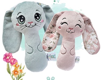 ITH Bunny Sensor Toy  Stuffie Softie Pattern 2 in 1, Machine Embroidery Files, bunny to sew with pdf tutorial, two sizes