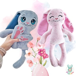ITH Coniglio con le gambe lunghe Giocattolo Stuffie Softie Modello 2 in 1, File di ricamo a macchina, coniglietto da cucire con tutorial in pdf, 6 dimensioni