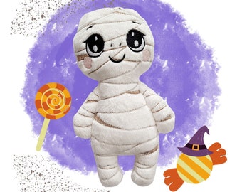 ITH Mummy Plushie Pattern: Halloween Toy Stuffie (Embroidery Machine Files)