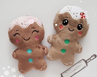 ITH Christmas Gingerbread Man en Girl Stuffie Softie-patroon, twee in één project, 6 MATEN, machineborduurbestanden, met pdf-tutorial