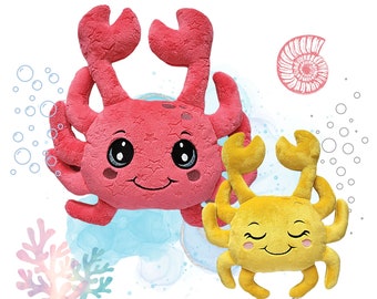 ITH Crab Stuffie Pattern, In-the-Hoop Embroidery Files, 2 in 1 (PDF Tutorial)