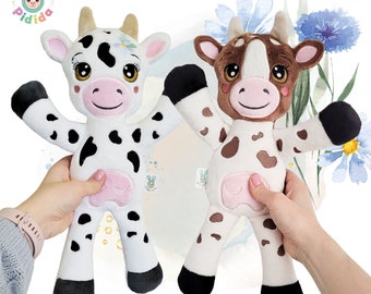ITH Cow Toy  Stuffie Softie Pattern 2 in 1, Machine Embroidery Files, cow to sew with pdf tutorial, up to 7 sizes